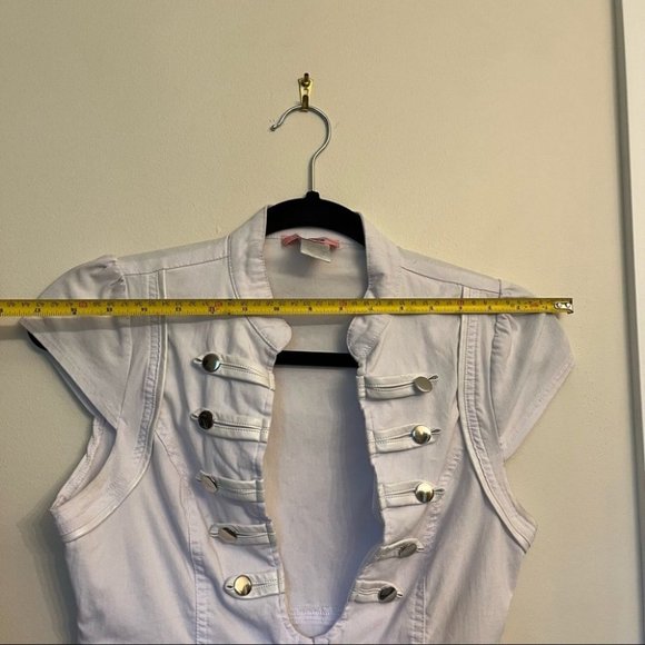 ❄️3/$25 White Military Captain Style Women's Top - Picture 6 of 8